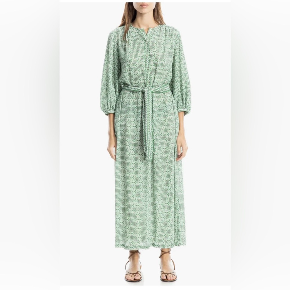 Max Studio Green and Cream Patterned Dress